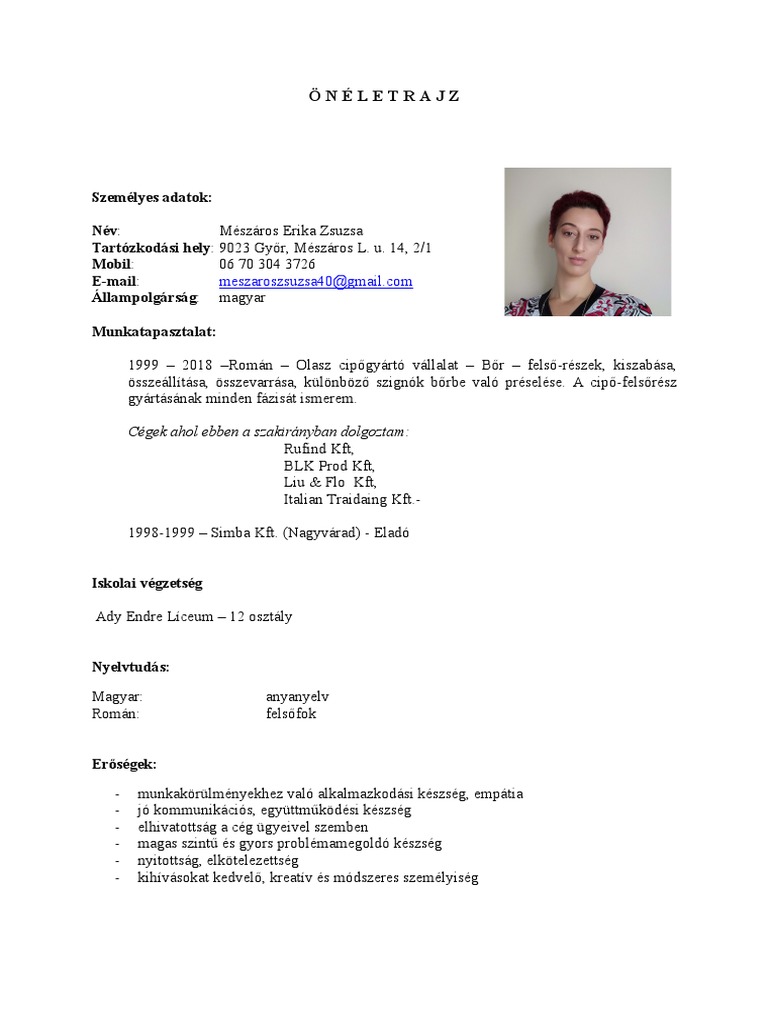 Önéletrajz Docm | PDF