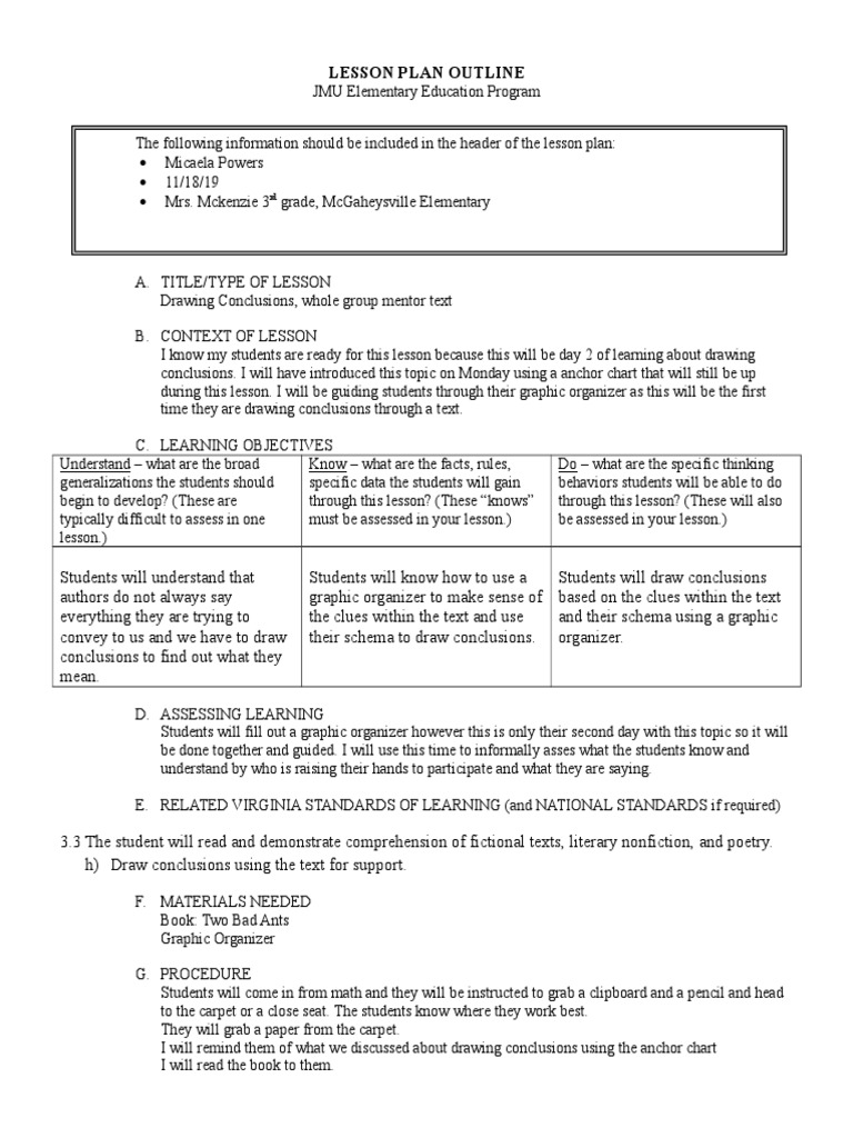 Drawing Conclusions Lesson High School Drawing Conclusions