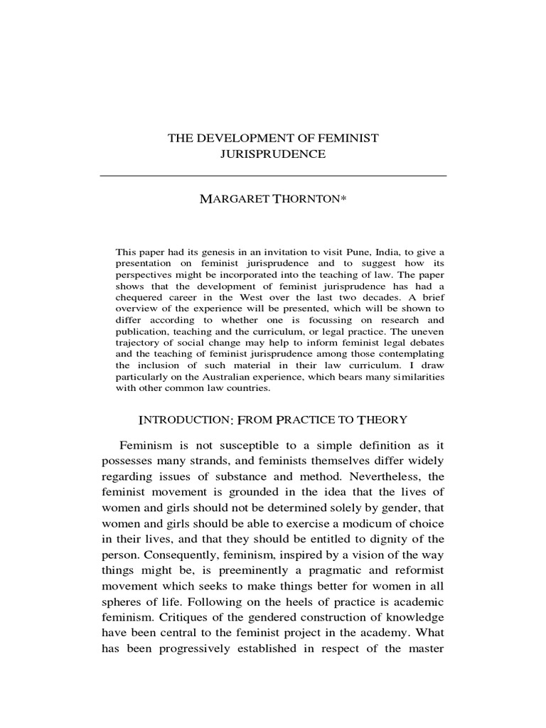 Feminist Jurisprudence PDF | PDF | Feminism | Gender Studies