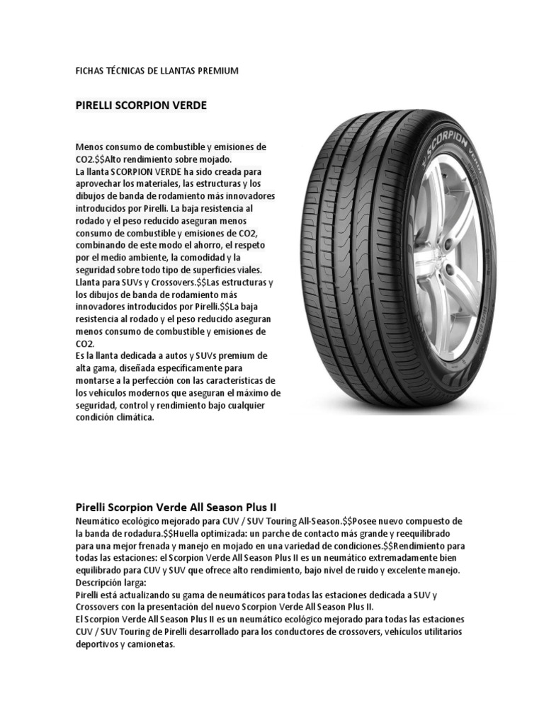 Fichas t cnicas de llantas premium pdf neum tico veh culo