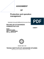 Assignment OF Production and Operation Management: Bachelor of Business Administration