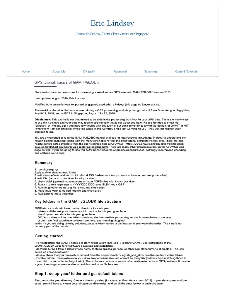 Gamit Globk Tutorial Planetmechanic Pdf Pdf Command Line