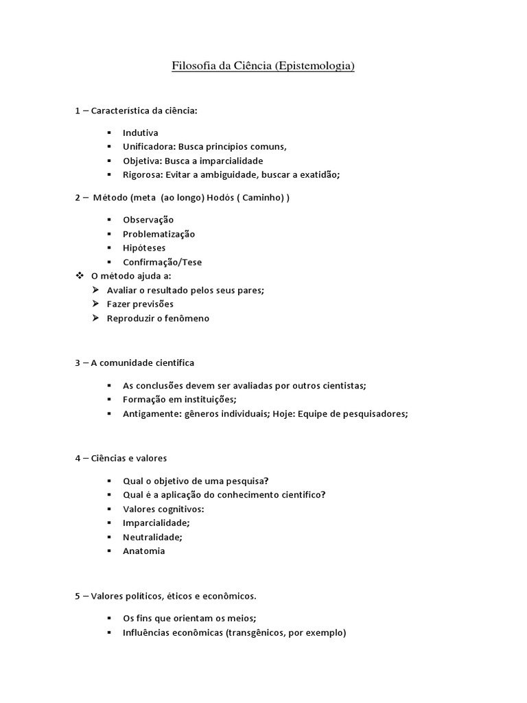 Filosofia Da Ciência | PDF | Science | Método científico