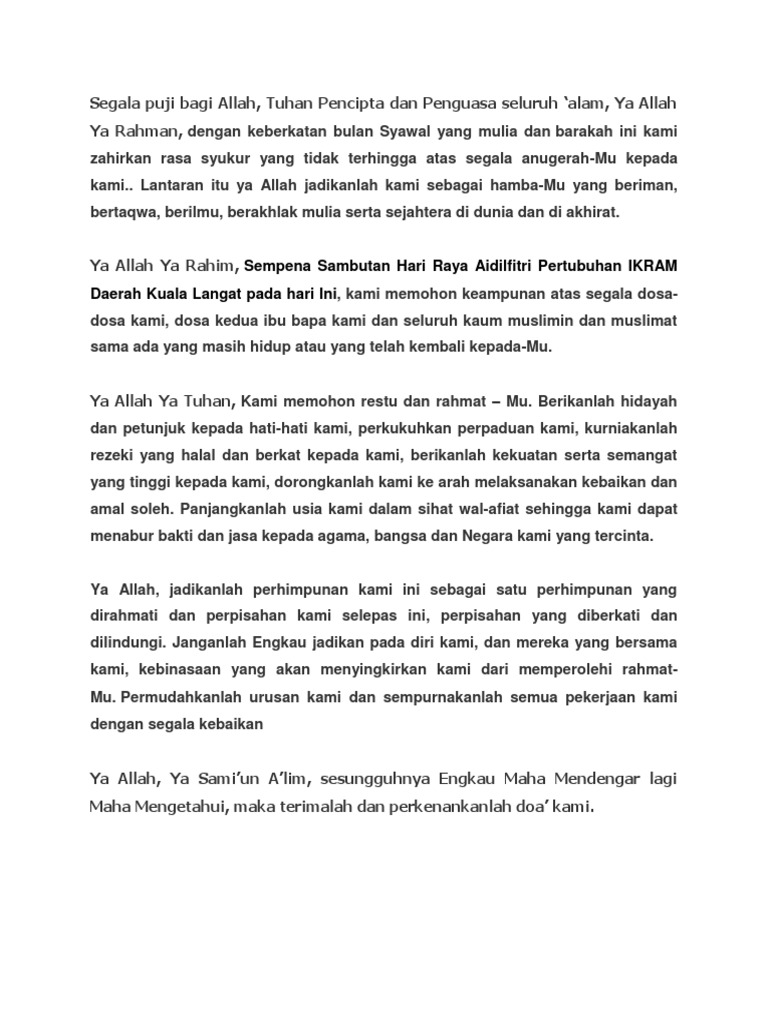 Doa Majlis Raya Pdf