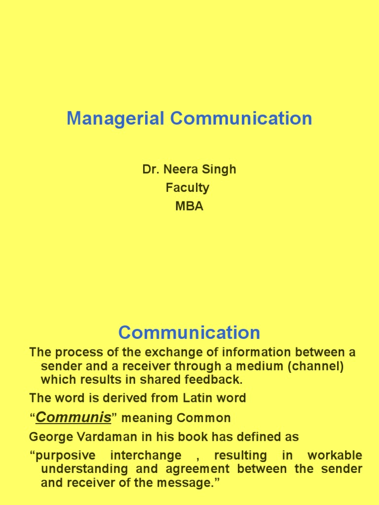 MBA Managerial Communication Guide | PDF | Communication | Human ...