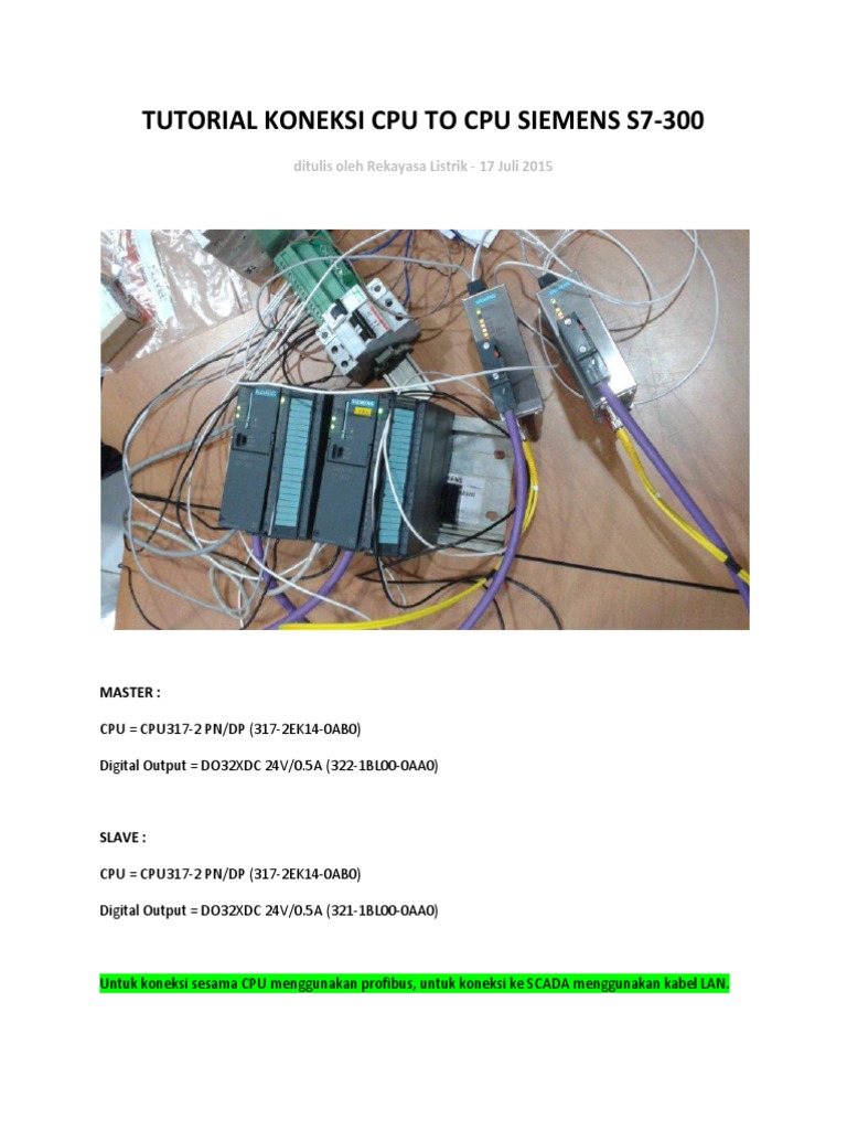 Tutorial Koneksi Cpu To Cpu Siemens s7 300 | PDF