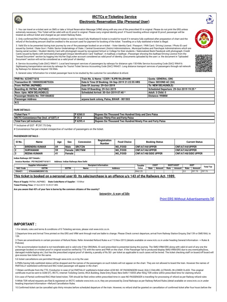Understanding IRCTC e-Ticketing Rules | PDF | Identity Document ...