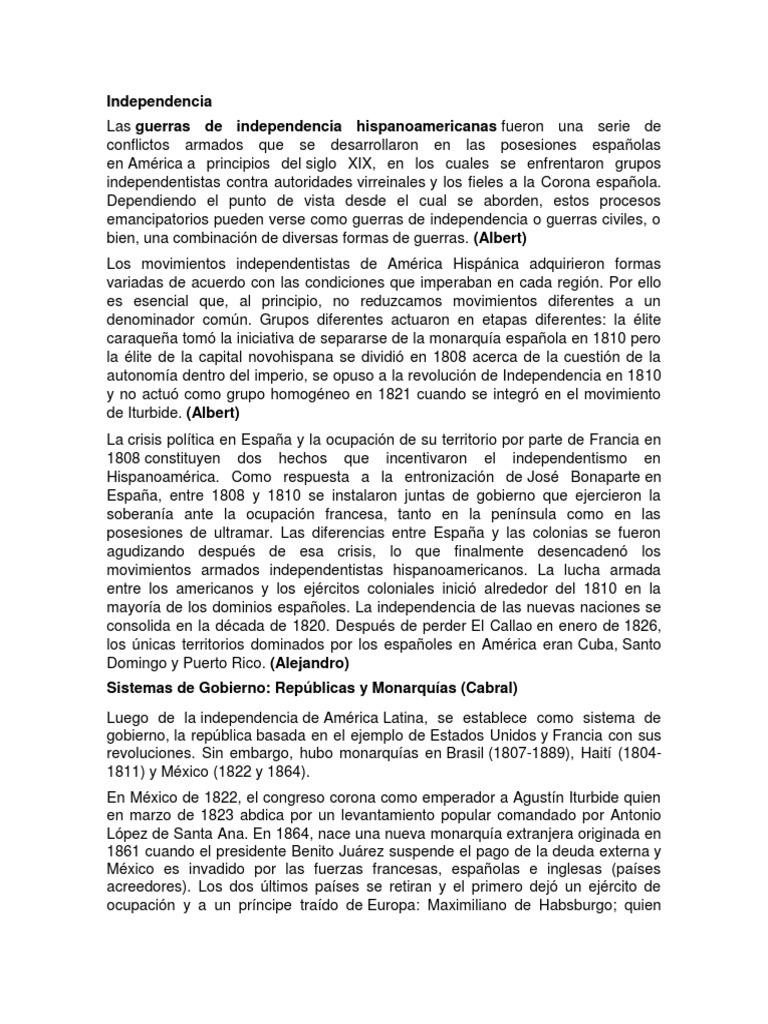America Latina en El Siglo XIX | PDF | Imperio español | Dictadura