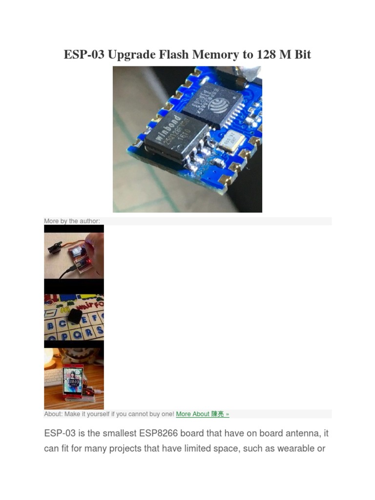 Upgrade ESP-03 Flash to 128 Mbit | PDF | Flash Memory | Computer Data ...
