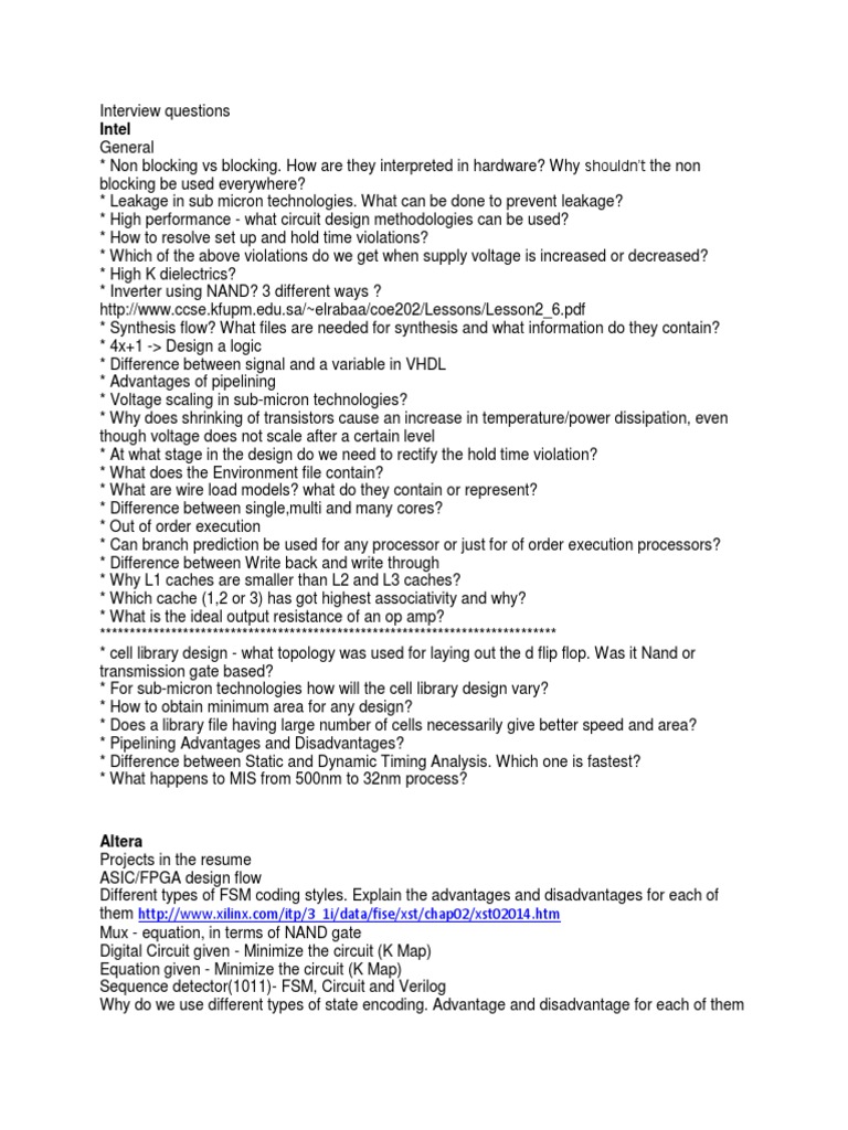 VLSI Interview Questions | PDF | Cpu Cache | Electronic Circuits