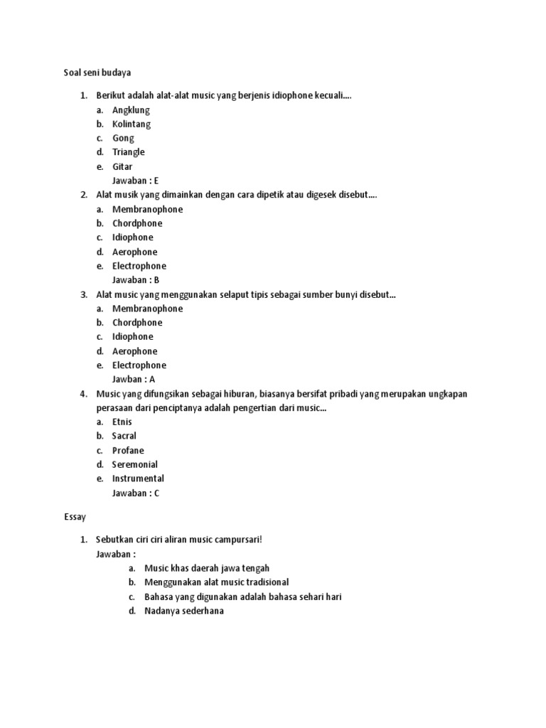 Soal Seni Budaya Xi Mipa 1 Docx