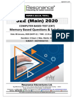 JEE Main 2020 Mathematics Answer Key 8 Jan Shift 2 by Resonance 1 PDF
