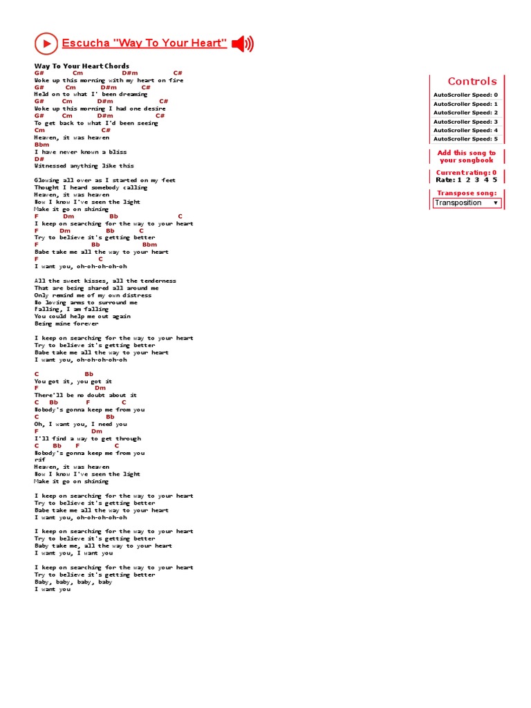 015 Way To Your Heart Chords Soulsister Guitar Chords, Transposed 2