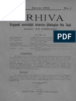 Arhiva Societăţii Ştiinţifice Şi Literare Din Iaşi, 29, Nr. 01, Ianuarie 1922