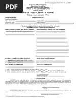 NPS Investigation Data Form