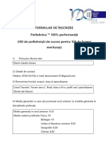 Formular de Inscriere Politehnica 100-La-100 Performanta