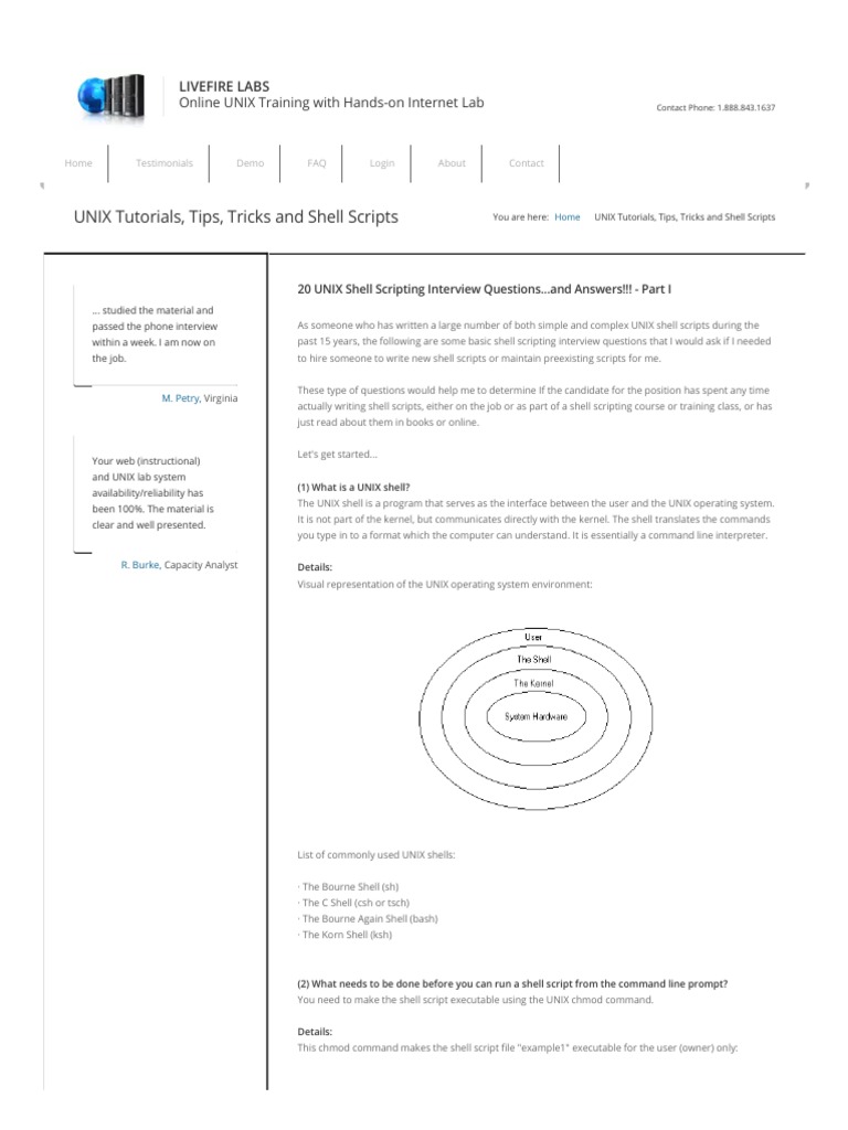 Unix Shell Scripting Interview Questions And Answers Part I Pdf Command Line Interface Control Flow