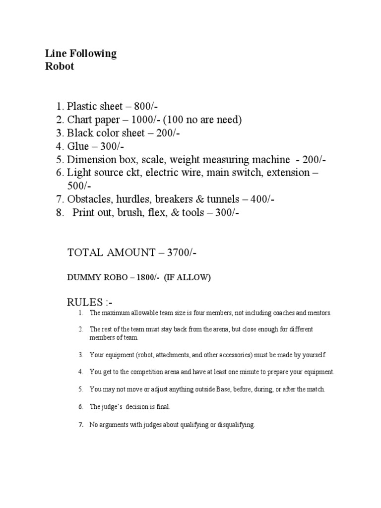 Line Following Robot Competition Guide | PDF | Technology & Engineering