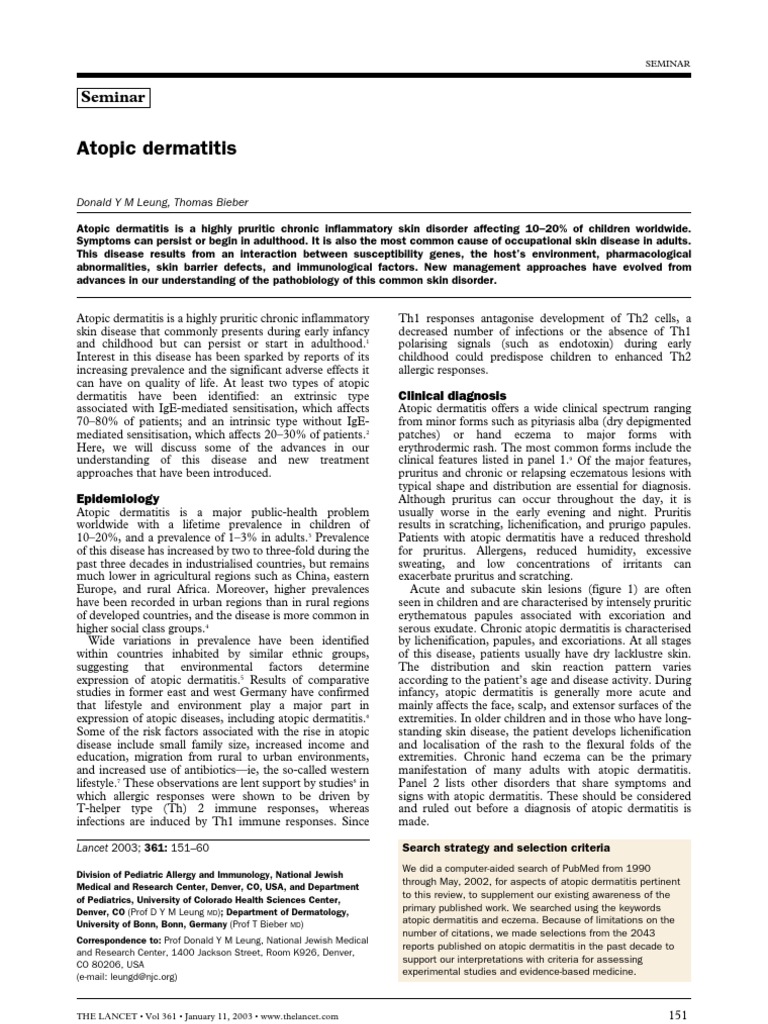 Lancet Atopic Dermatitis | PDF | Allergy | Dermatitis