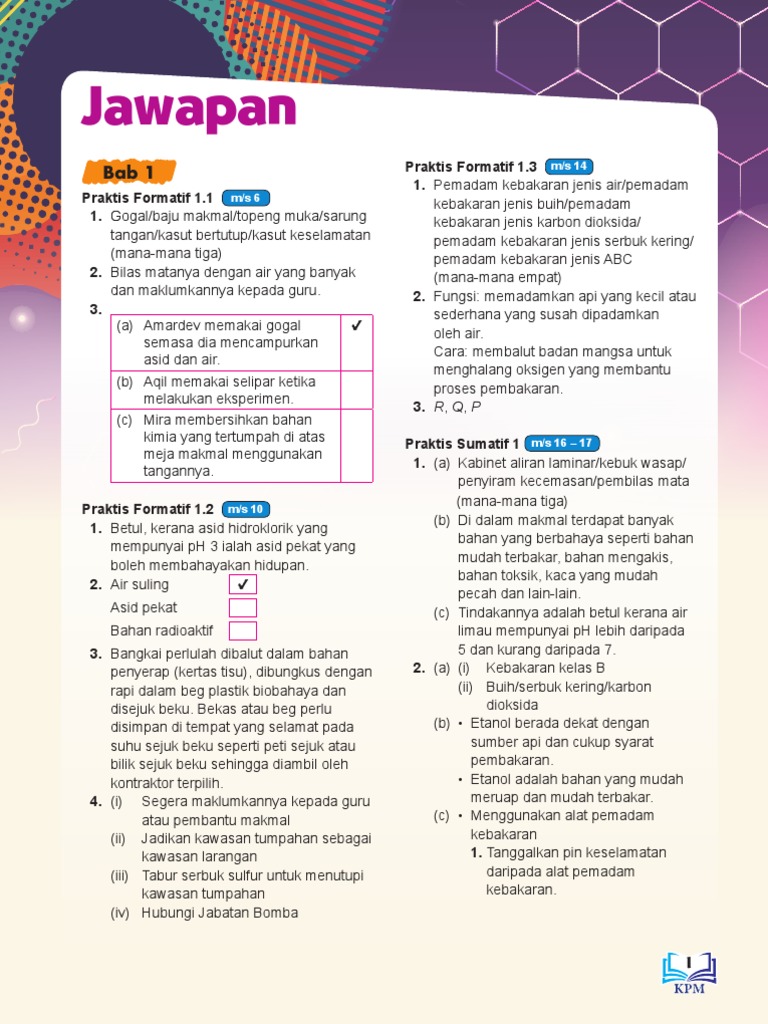 Jawapan Buku Teks KSSM Sains Tingkatan 4