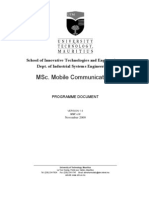 Msc. Mobile Communications: School of Innovative Technologies and Engineering Dept. of Industrial Systems Engineering