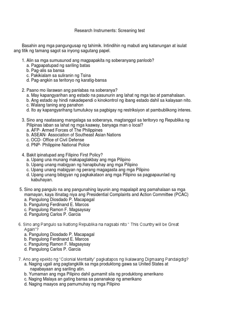 Research Instruments | PDF