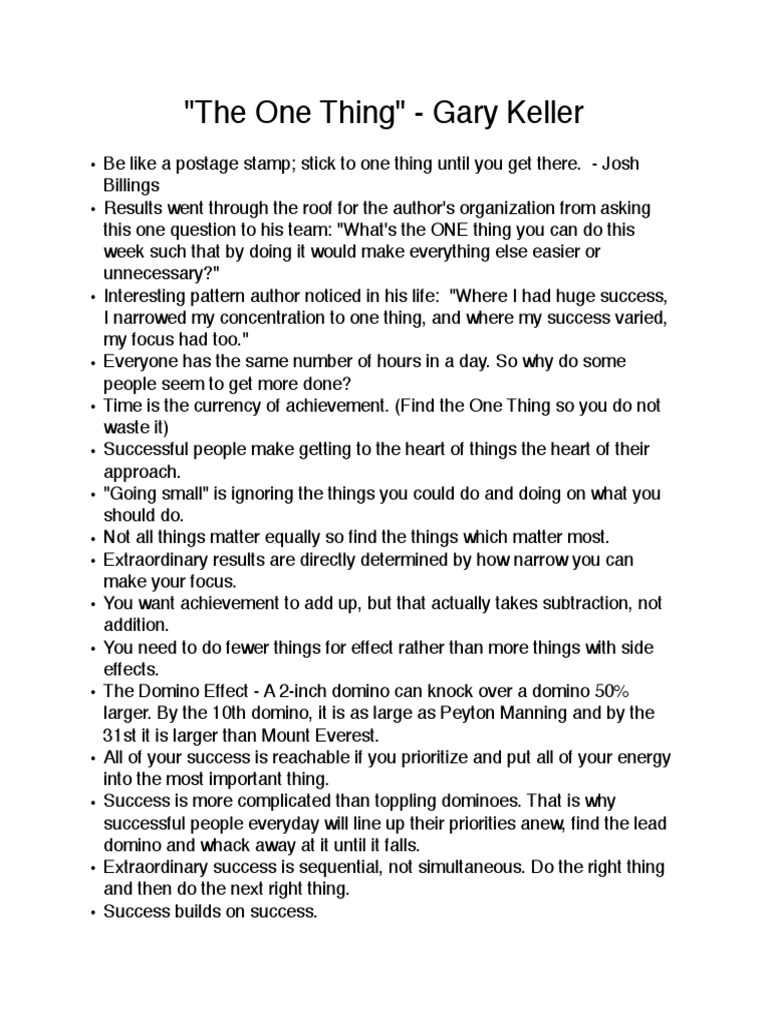 The One Thing Gary Keller Pdf