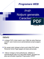 Programare WEB: Php. Noţiuni Generale. Caracteristici