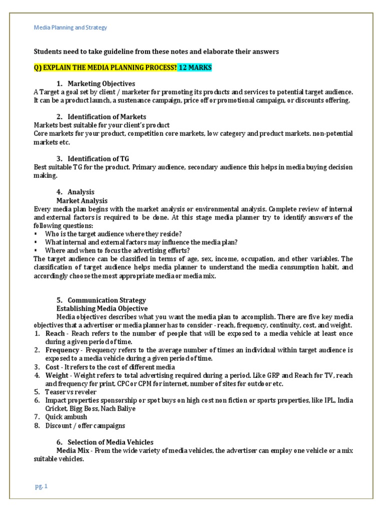 Media Planning Process Explained | PDF | Target Audience | Mass Media