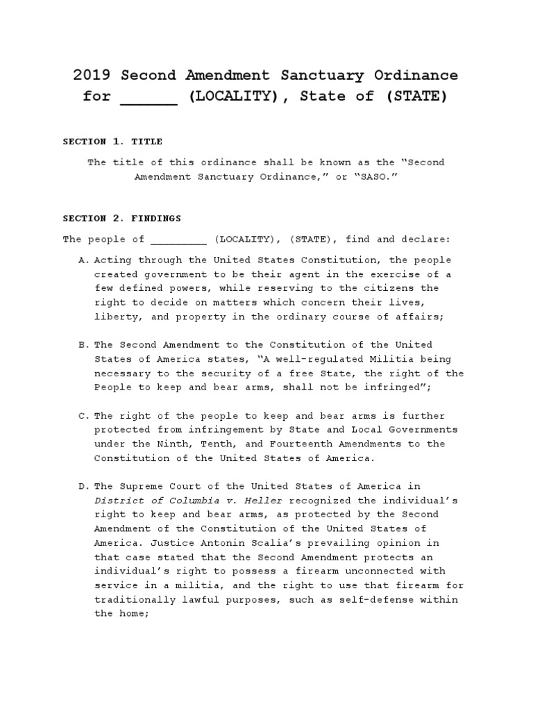 Second Amendment Sanctuary Ordinance | PDF | Second Amendment To The ...