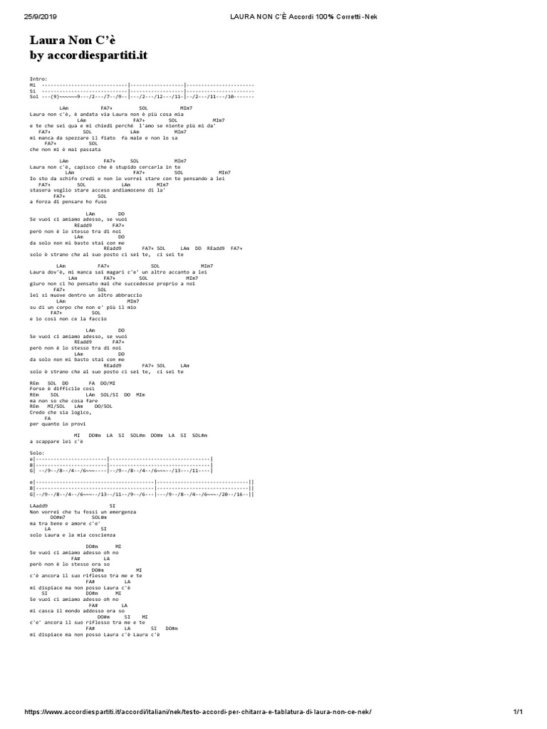 Laura Non C E Accordi 100 Corretti Nek Pdf