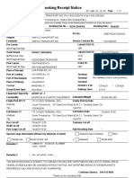 Booking Receipt Notice for Exercise Equipment Shipment to Chile