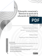 Educación Vocacional y Liberal en La Teoría de La Educación de Pestalozzi