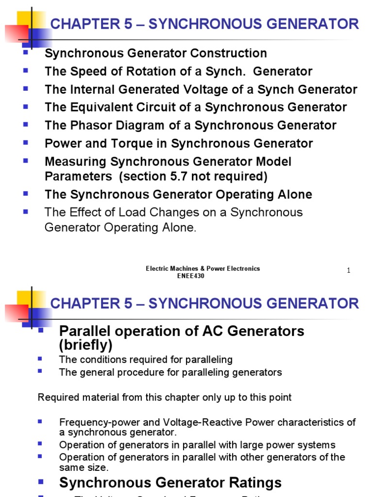 Chapter 5 - Synchronous Generator: The Effect of Load Changes On A ...