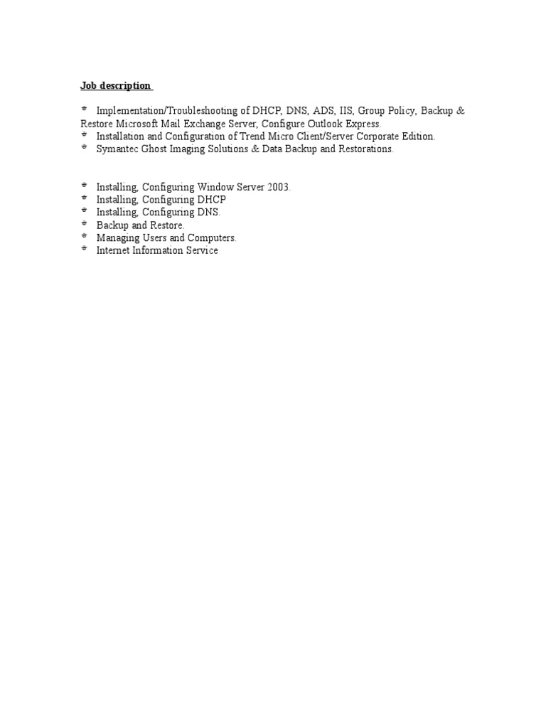 Job Description | PDF | Computers
