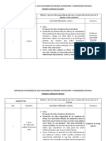 Matriz de Actividades de Las Vacaciones de Verano