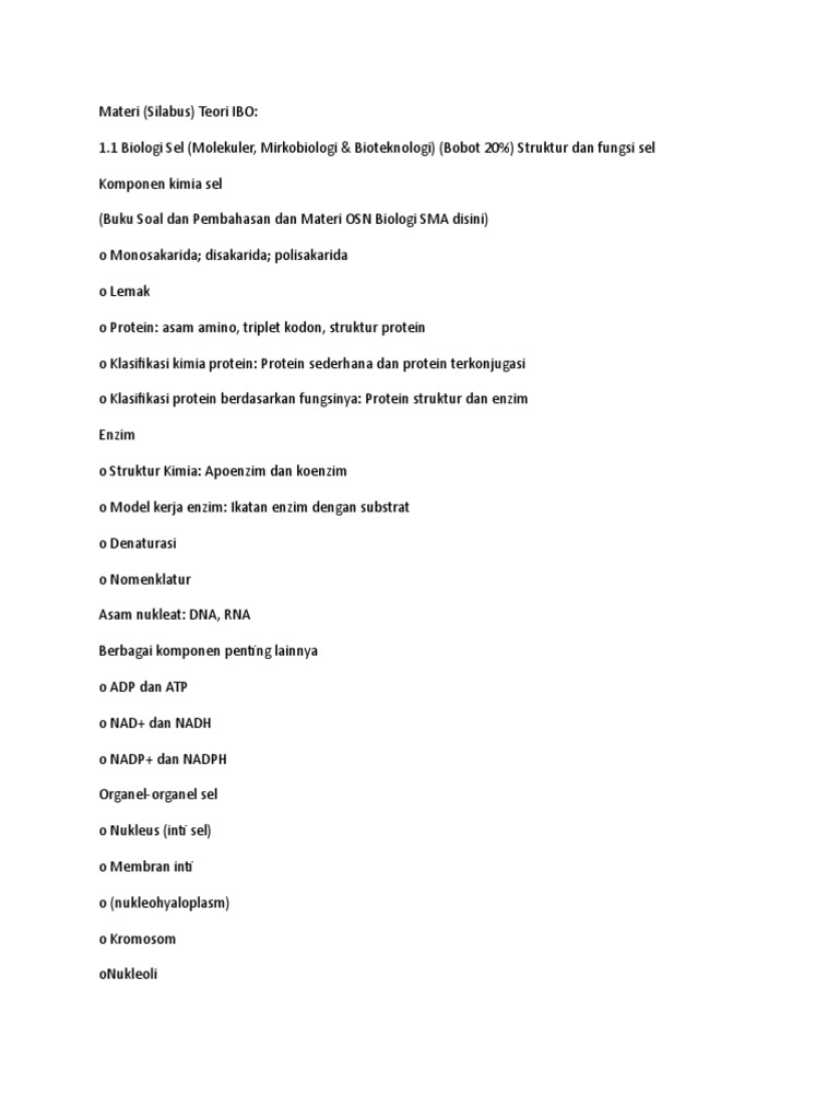Silabus OSN Biologi 2023 | PDF | Sains & Matematika