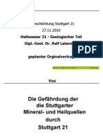 Die Gefährdung der die Stuttgarter Mineral- und Heilquellen durch Stuttgart 21
