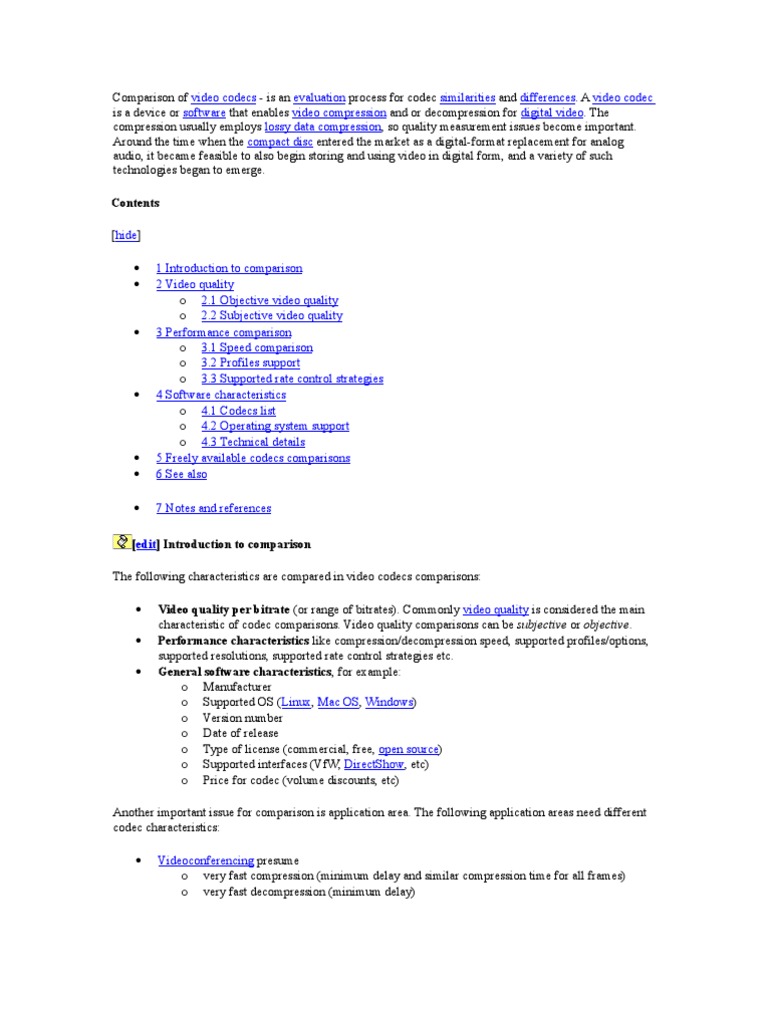 Video Codec Comparison Guide | PDF | Data Compression | Codec