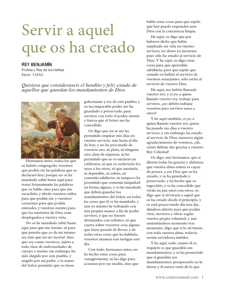 Servir A Aquel Que Os Ha Creado REY BENJAMÍN | PDF | Cristo (título ...