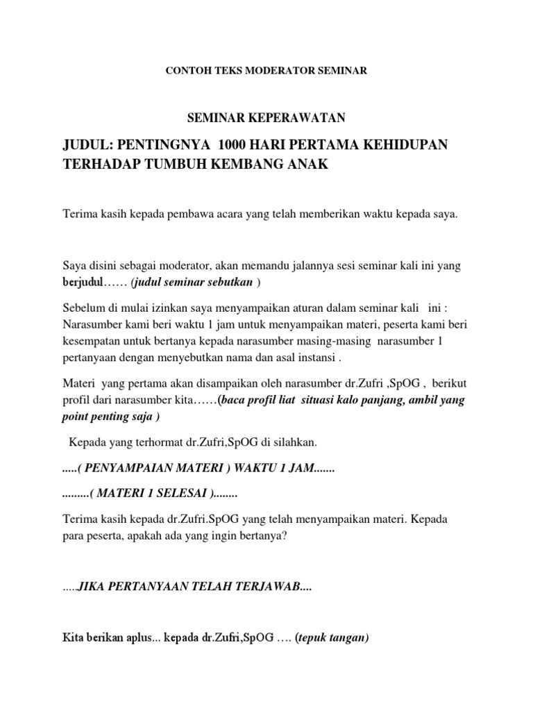Contoh Teks Moderator Seminar