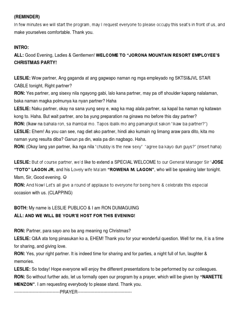 Emcee Script Final | PDF