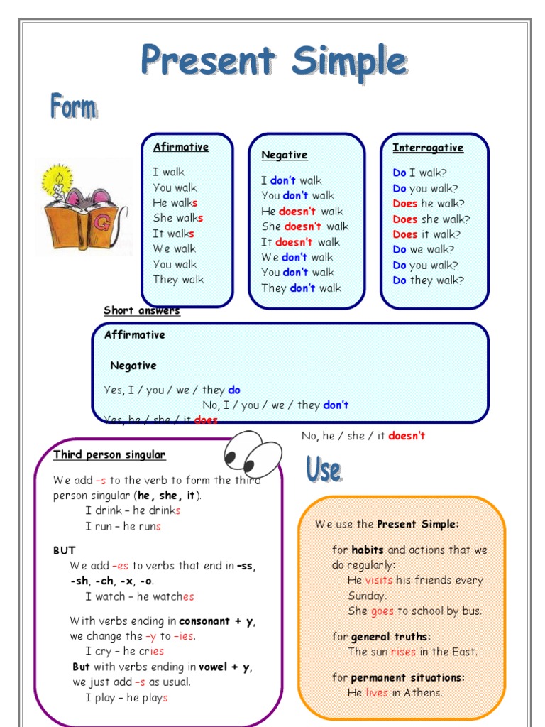 Present Simple: Rules and Exercises | PDF | Languages | Language Arts ...