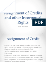 Assignment of Credits and Other Incorporeal Rights