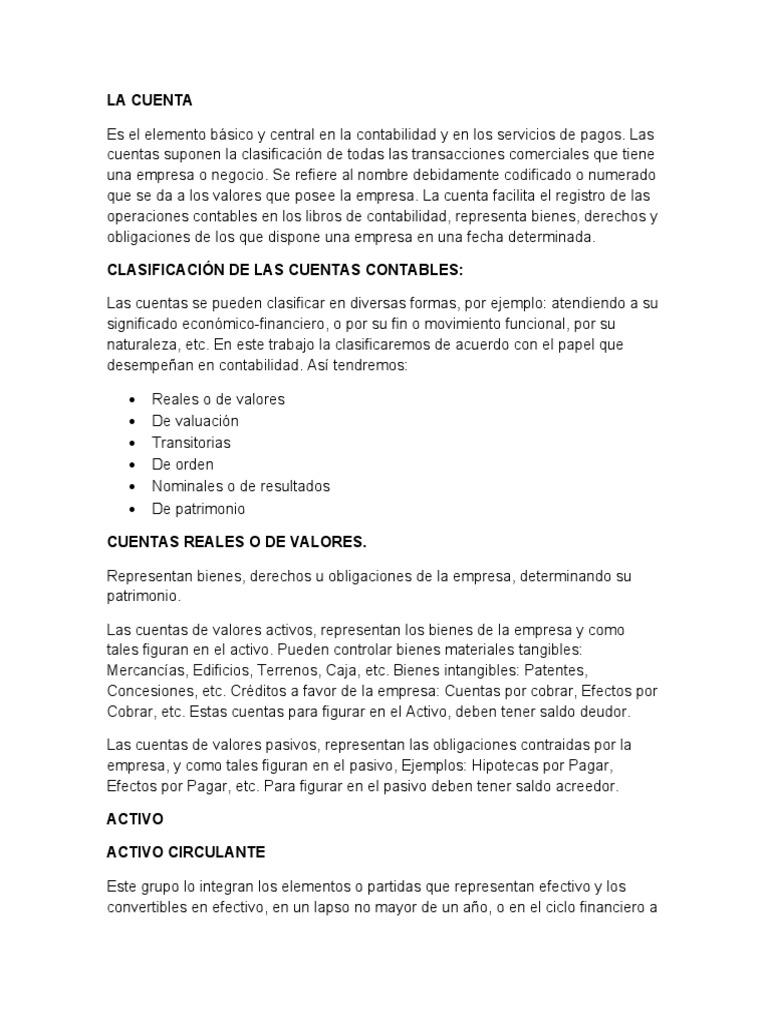Clasificación de las cuentas contables | PDF | Contabilidad | Hipoteca ...
