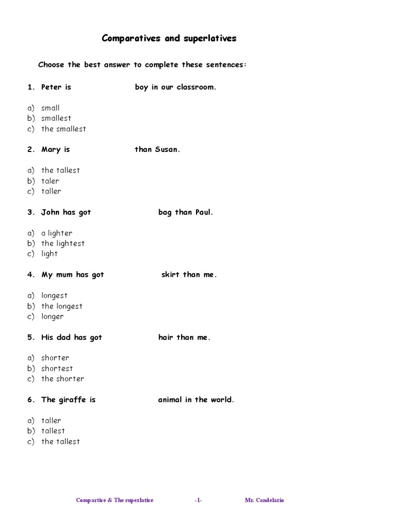 Comparatives and Superlatives Test | PDF | Solar System | Planets