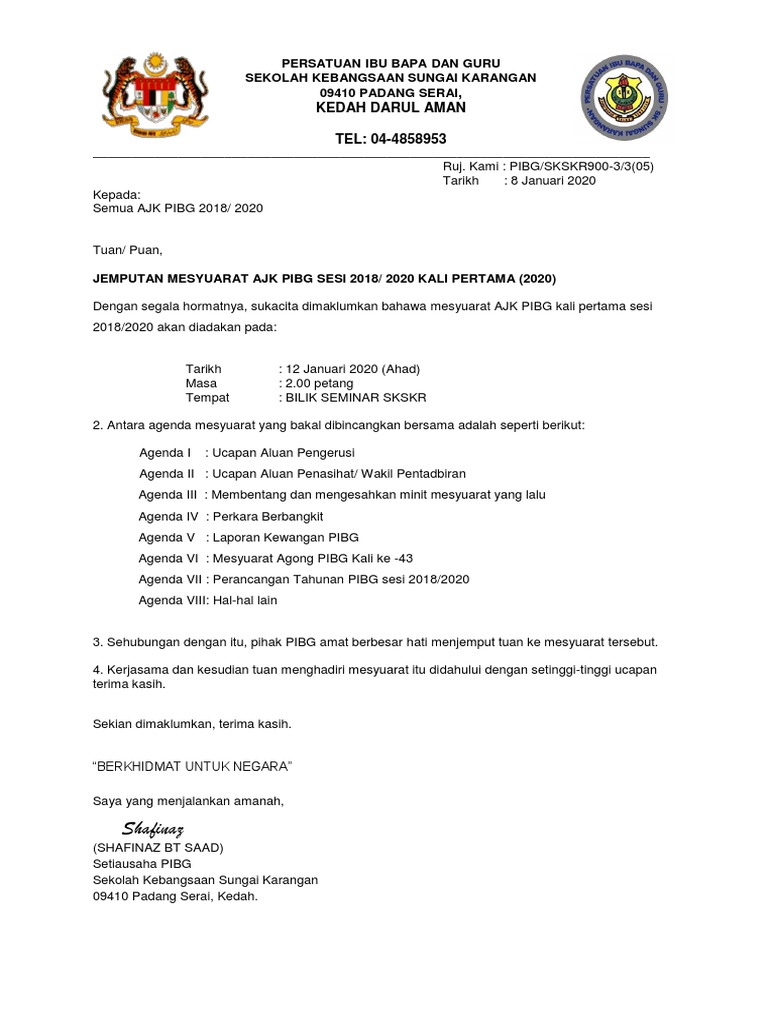 Pibg Skskr Surat Panggilan Kali 1 Pdf