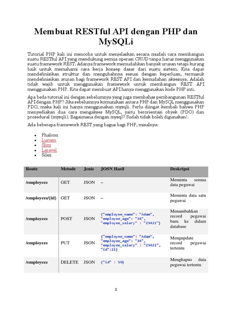 Membuat Restful Api Dengan PHP Dan Mysqli PDF | PDF