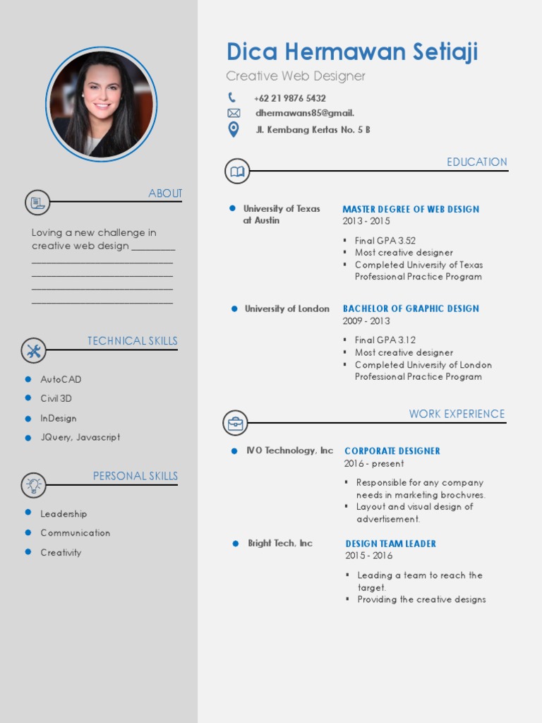 Contoh CV Profesional | PDF | Graphic Design | Web Design