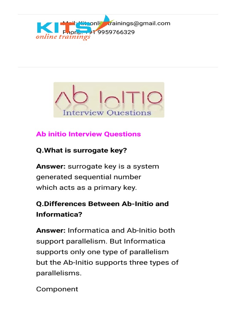 Ab Initio Interview Questions HTML PDF PDF Parameter